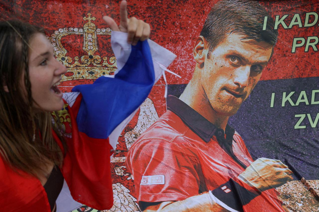 The scene outside the hotel where tennis player Novak Djokovic is believed to be in Melbourne