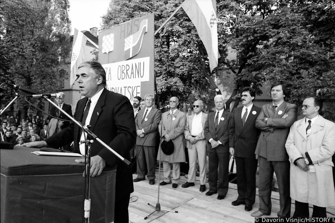 Zagreb: Skup HDS-a na Trgu Francuske republike, 11.10.1990.