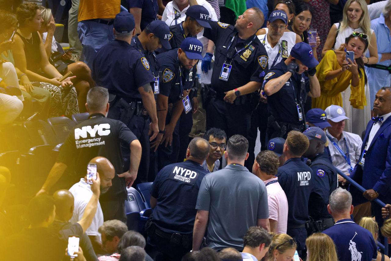 US Open - Climate Protesters Halt Women's Semi-Final