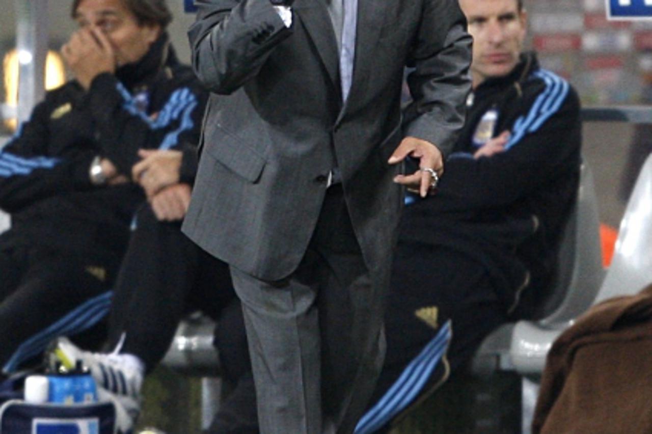 'Argentina coach Diego Maradona on the touchline Photo: Press Association/Pixsell'