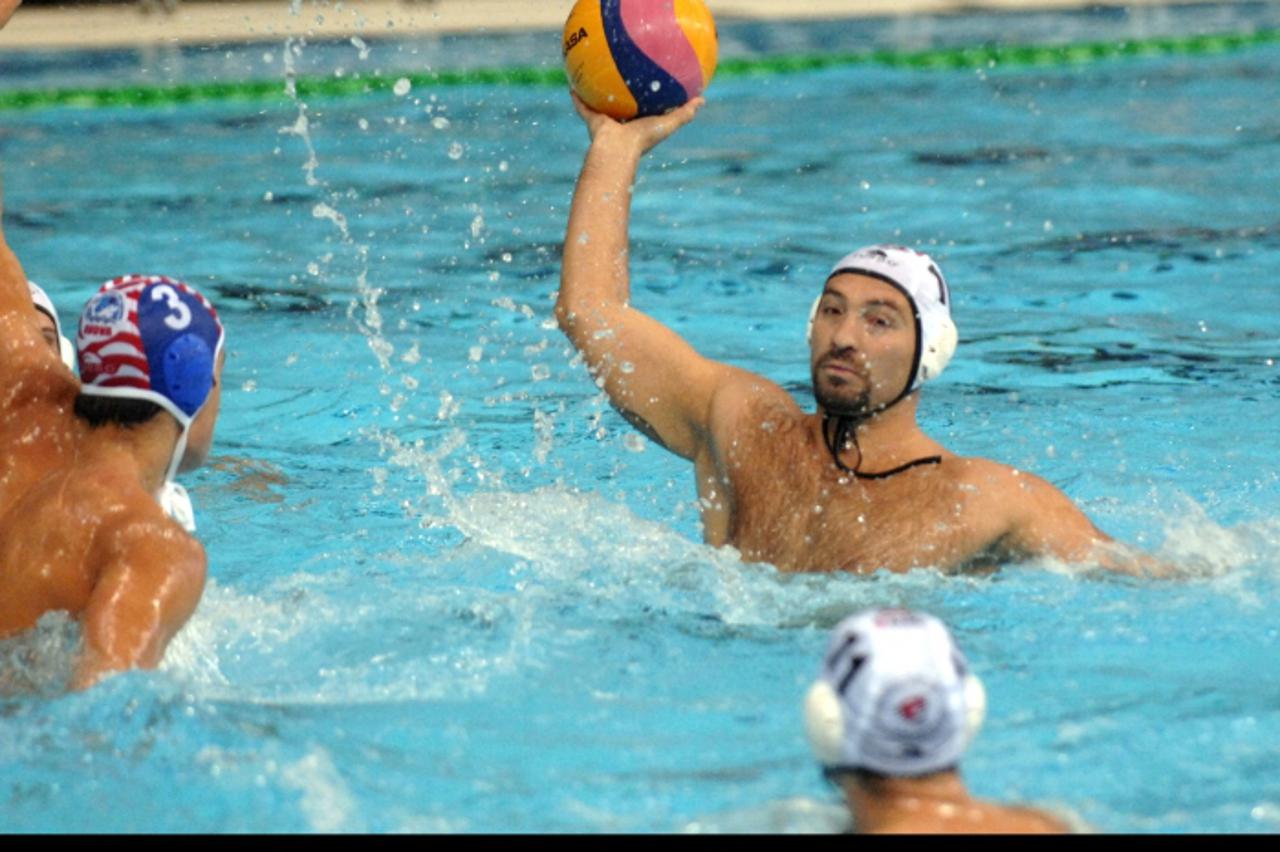 '22.10.2011., Bazeni Kantrida, Rijeka - Vaterpolska Liga prvaka, skupina A, VK Primorje EB - VK Budva M:tel. Samir Barac, Milorad Radunovic.  Photo: Goran Kovacic/PIXSELL'