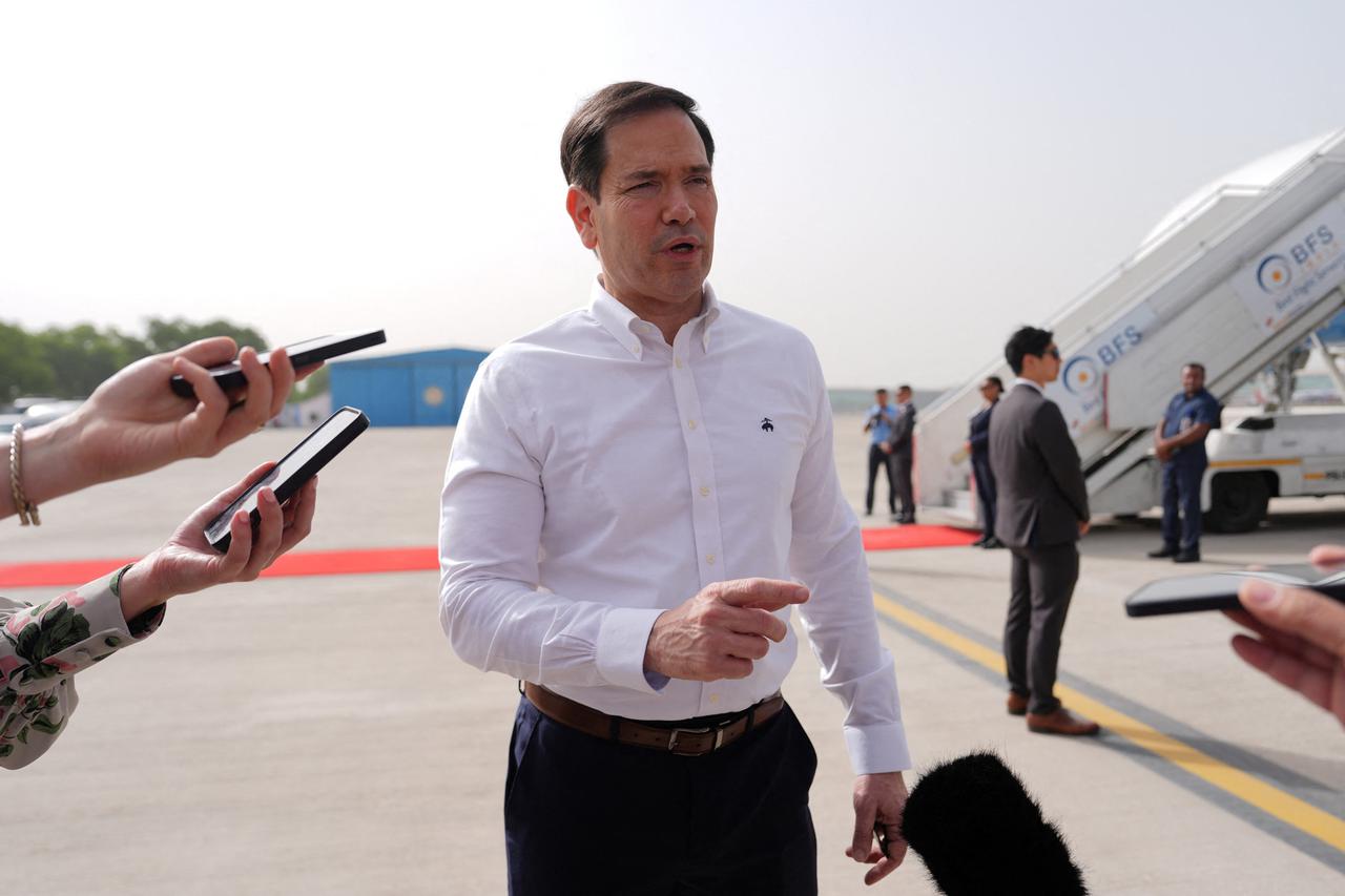 US Secretary of State Rubio speaks at Indira Gandhi International Airport in New Delhi