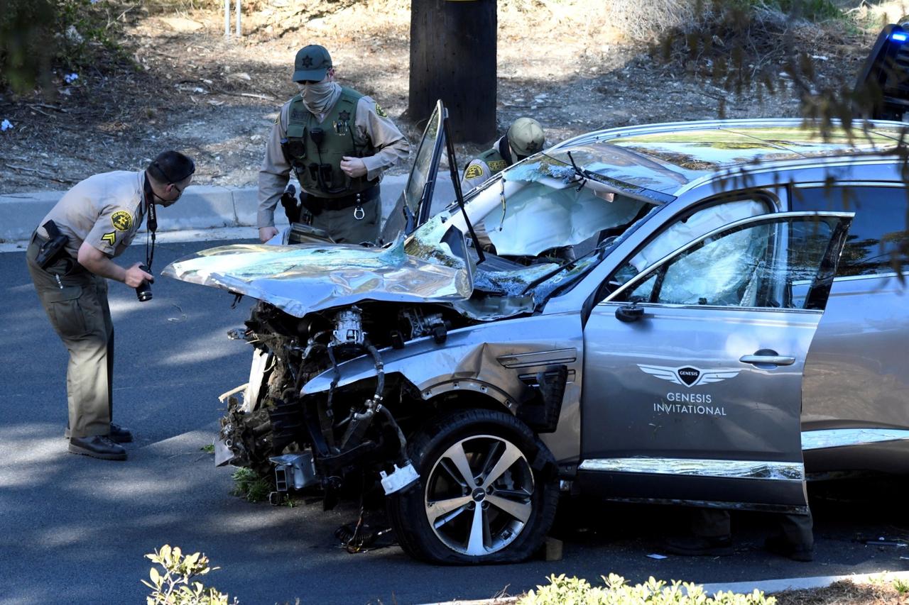 FILE PHOTO: The vehicle of golfer Tiger Woods is recovered in Los Angeles