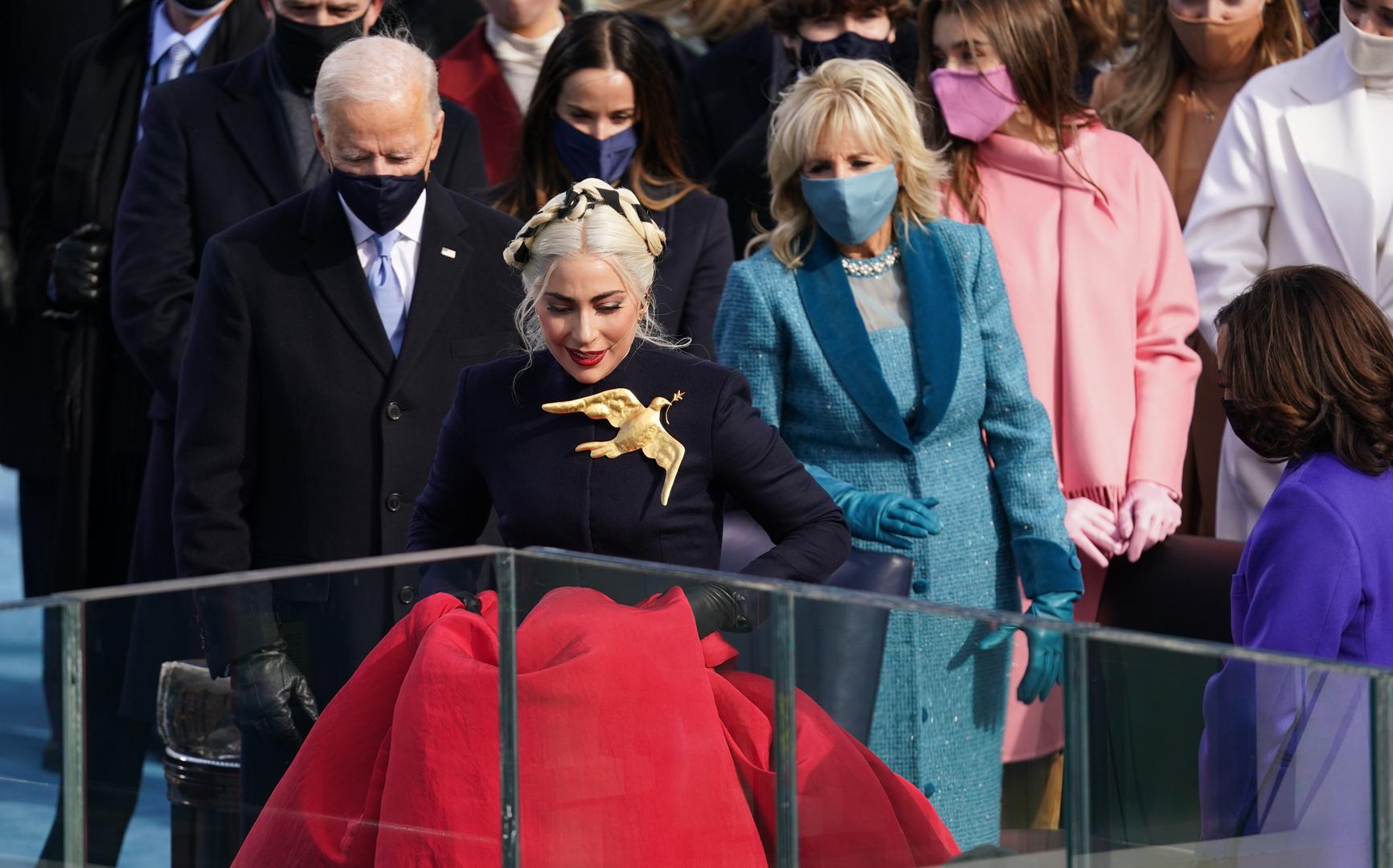 Inauguration of Joe Biden as the 46th President of the United States Lady Gaga arrives to sing the National Anthem during the inauguration of Joe Biden as the 46th President of the United States on the West Front of the U.S. Capitol in Washington, U.S., January 20, 2021. REUTERS/Kevin Lamarque KEVIN LAMARQUE