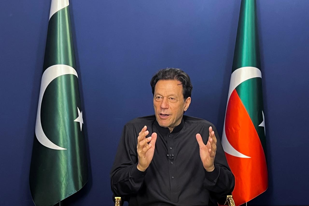 Pakistan's former Prime Minister Imran Khan speaks during an interview with Reuters in Lahore