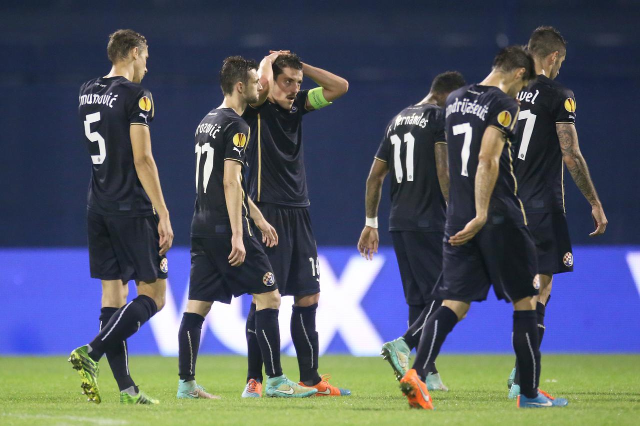 06.11.2014., stadion Maksimir, Zagreb - Europska liga, skupina D, 4. kolo, GNK Dinamo - Salzburg. Dinamovci nakon rezultata 1:5.  Photo: Igor Kralj/PIXSELL