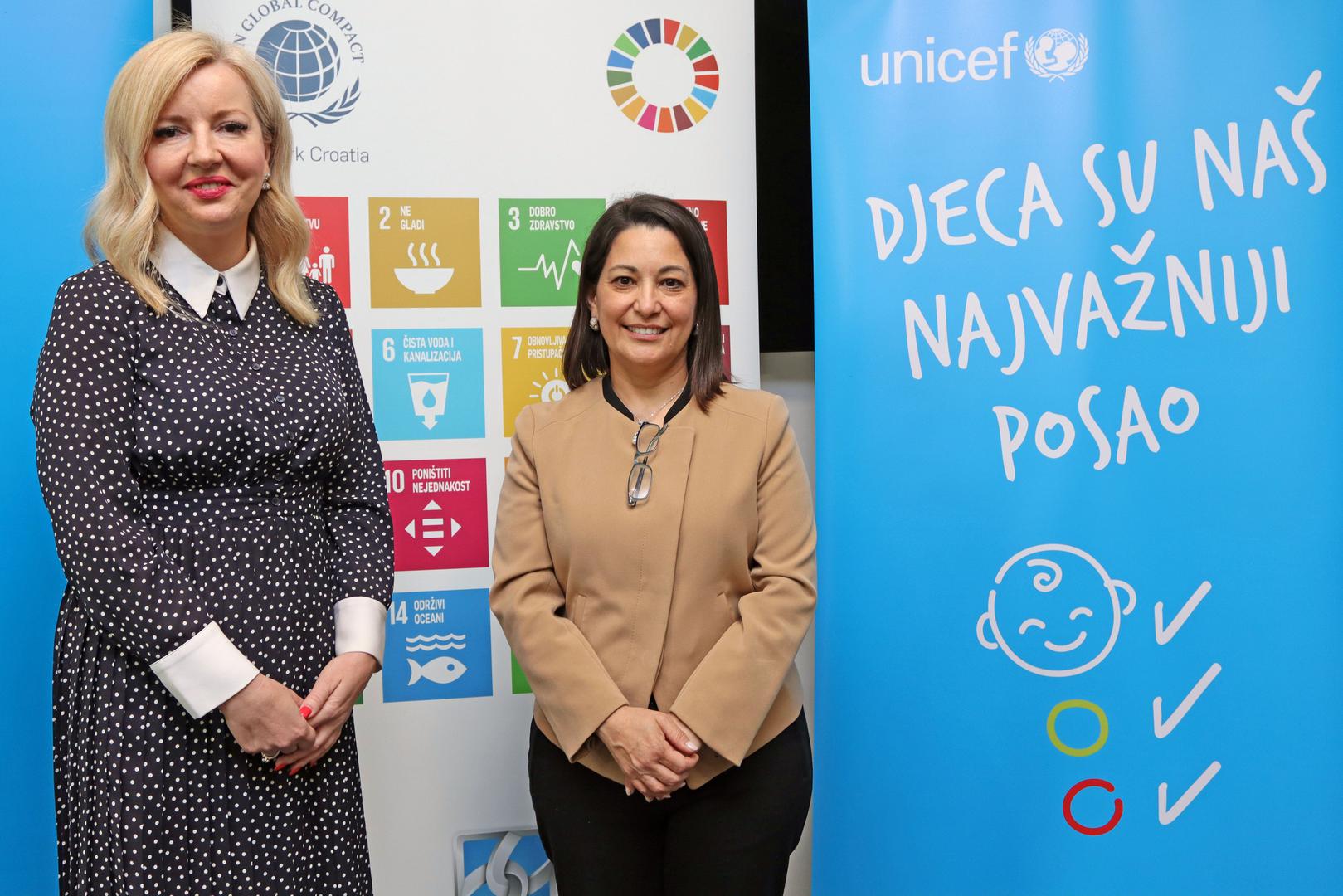 Margareta Mađerić - državna tajnica, Ministarstvo rada, mirovinskoga sustava, obitelji i socijalne politike; Regina M. Castillo - predstojnica Ureda UNICEF-a za Hrvatsku