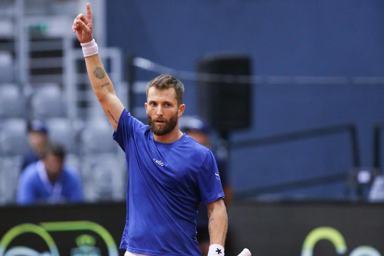 Osijek: Davis Cup, Hrvatska - Francuska, Dino Prižmić - Corentin Moutet