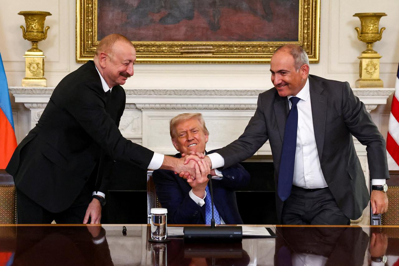 U.S. President Trump participates in a trilateral signing with Armenia's PM Pashinyan and Azerbaijan's President Aliyev, in Washington, D.C.
