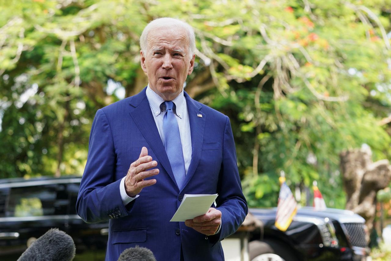 Biden speaks to the media after a Russian missile blast in Bali