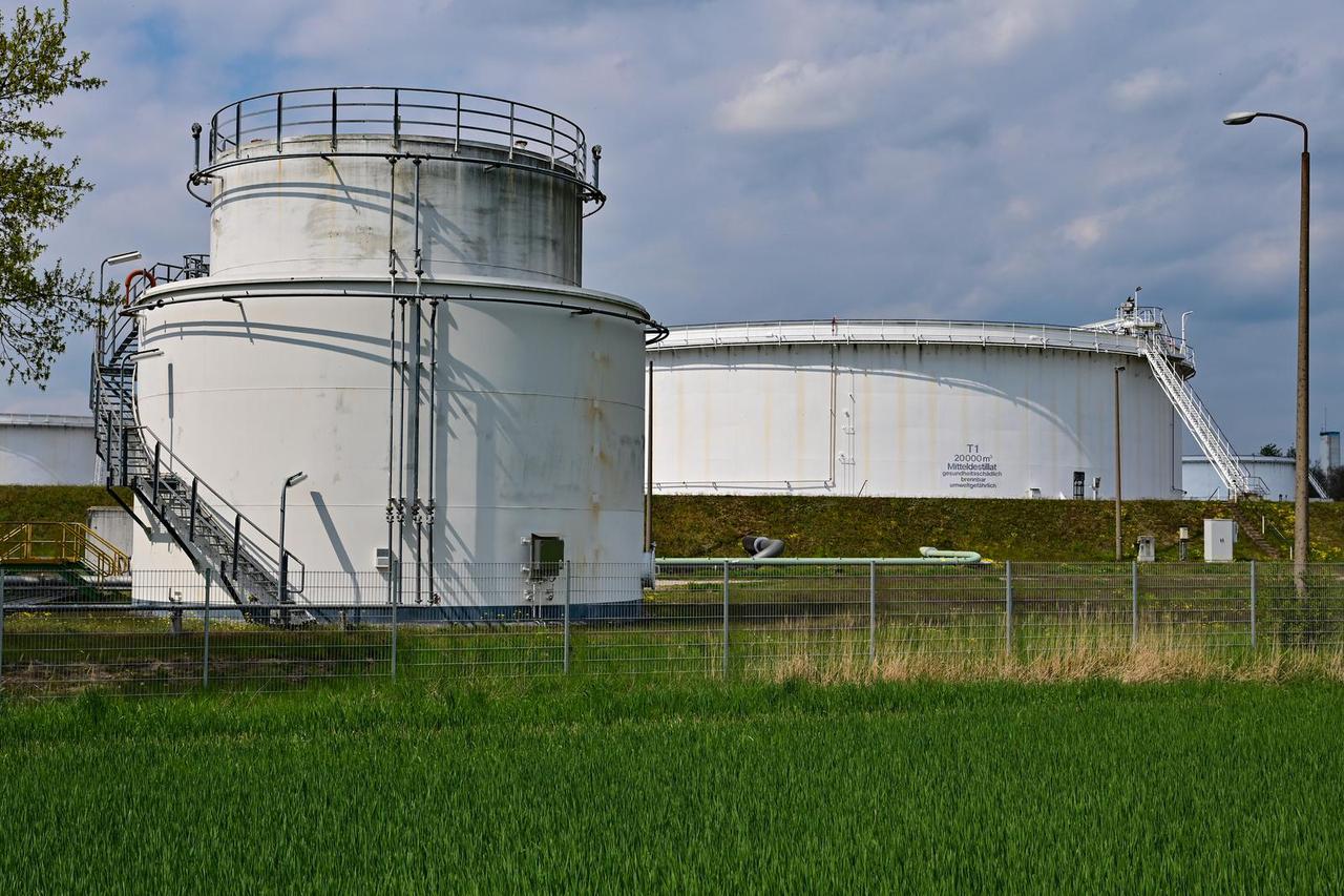 Tank farm of the PCK oil refinery