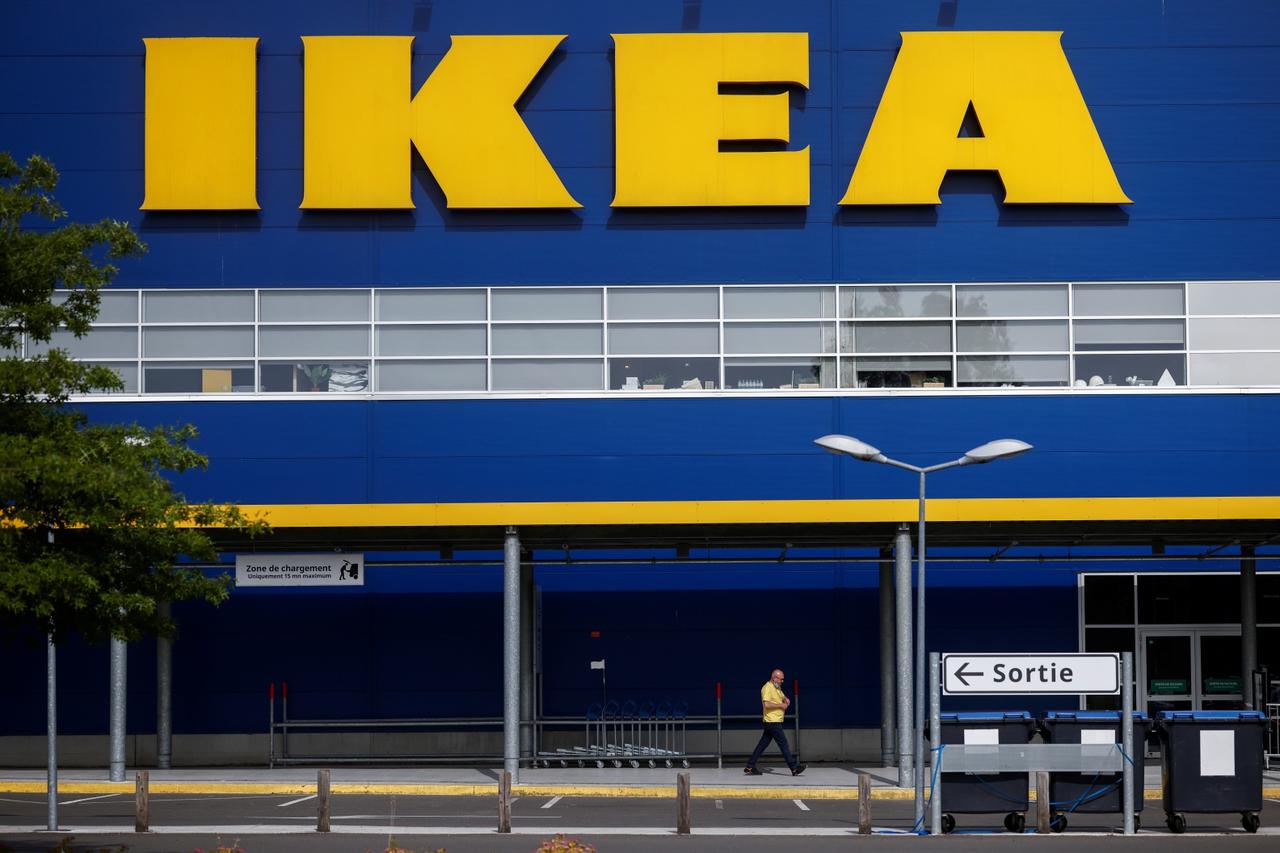 The company's logo is seen outside an IKEA Group store in Pace near Rennes