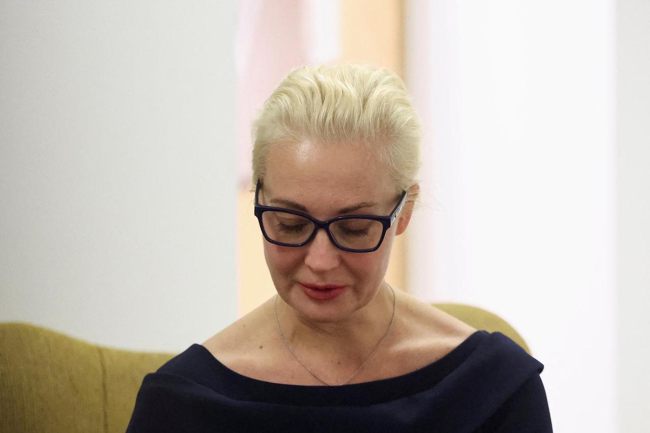 FILE PHOTO: Yulia Navalnaya, the widow of Alexei Navalny, takes part in a meeting of European Union foreign ministers in Brussels