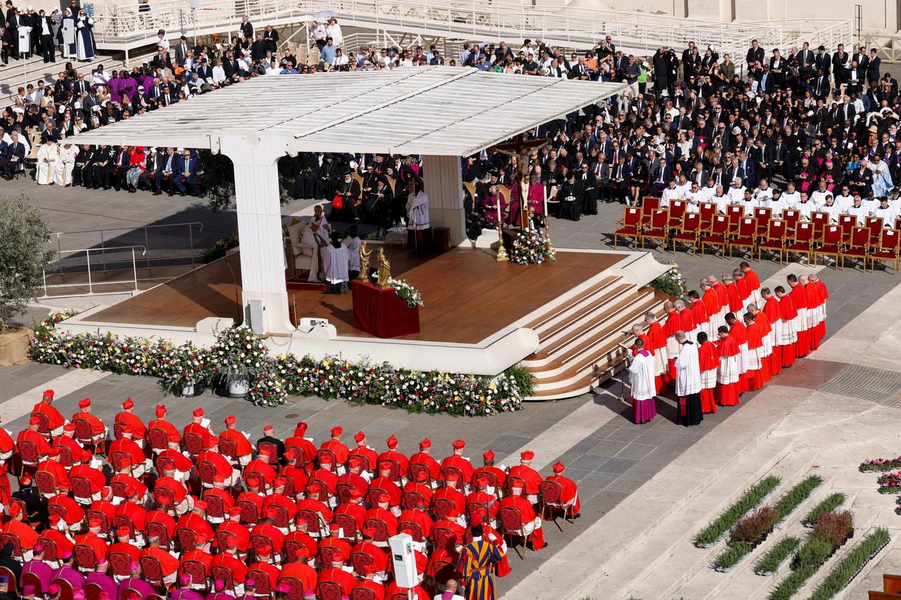 Pope Francis leads a consistory ceremony