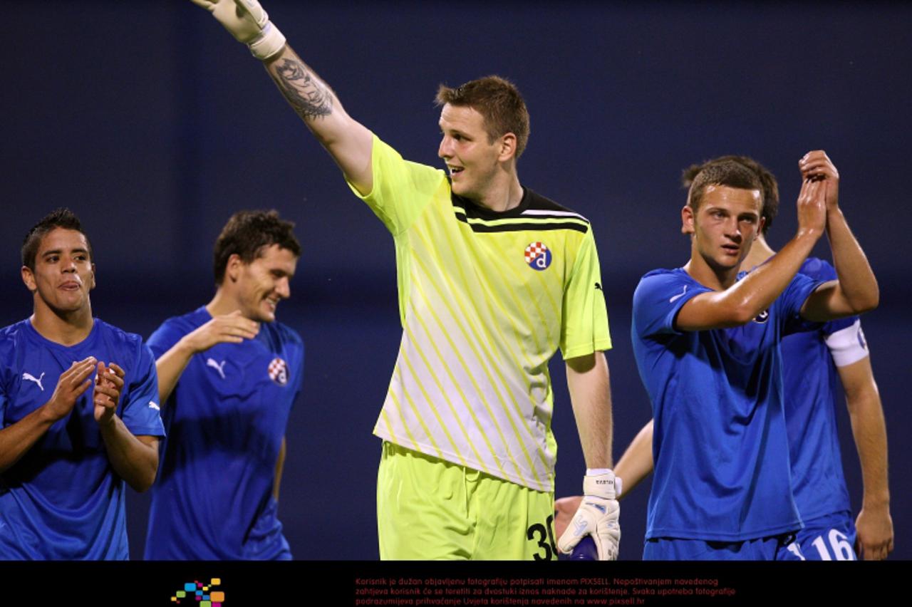 \'13.07.2011., stadion Maksimir, Zagreb - Prva utakmica 2. pretkola Lige prvaka, GNK Dinamo - Neftchi Baku. Ivan Kelava, Ivan Tomecak i Luis Ibanez. Photo: Igor Kralj/PIXSELL\'