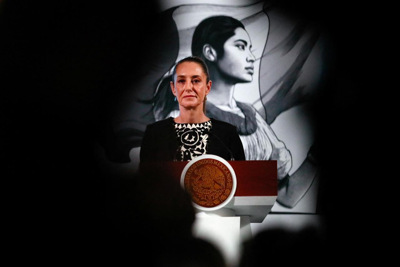 Mexico's President Claudia Sheinbaum holds a press conference at the National Palace, in Mexico City