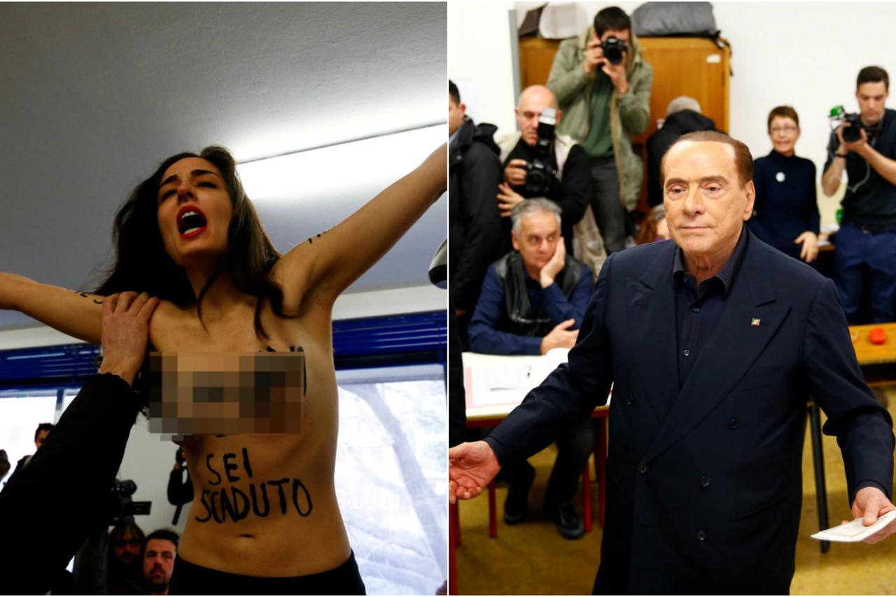 Gola aktivistica skočila pred Berlusconija