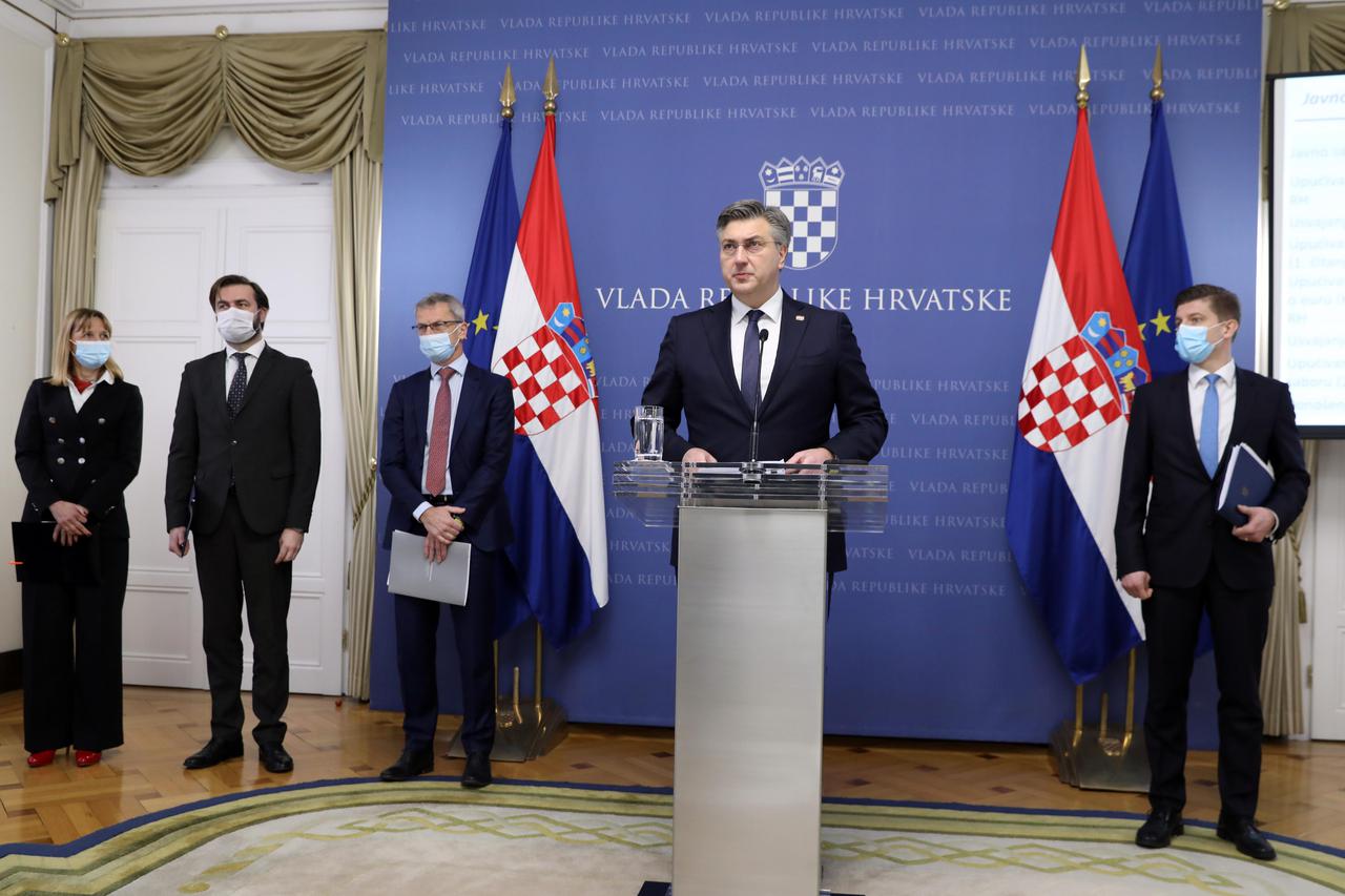 Plenković u društvu Ćorića, Marića i Vujčića predstavio Prijedlog zakona o uvođenju eura