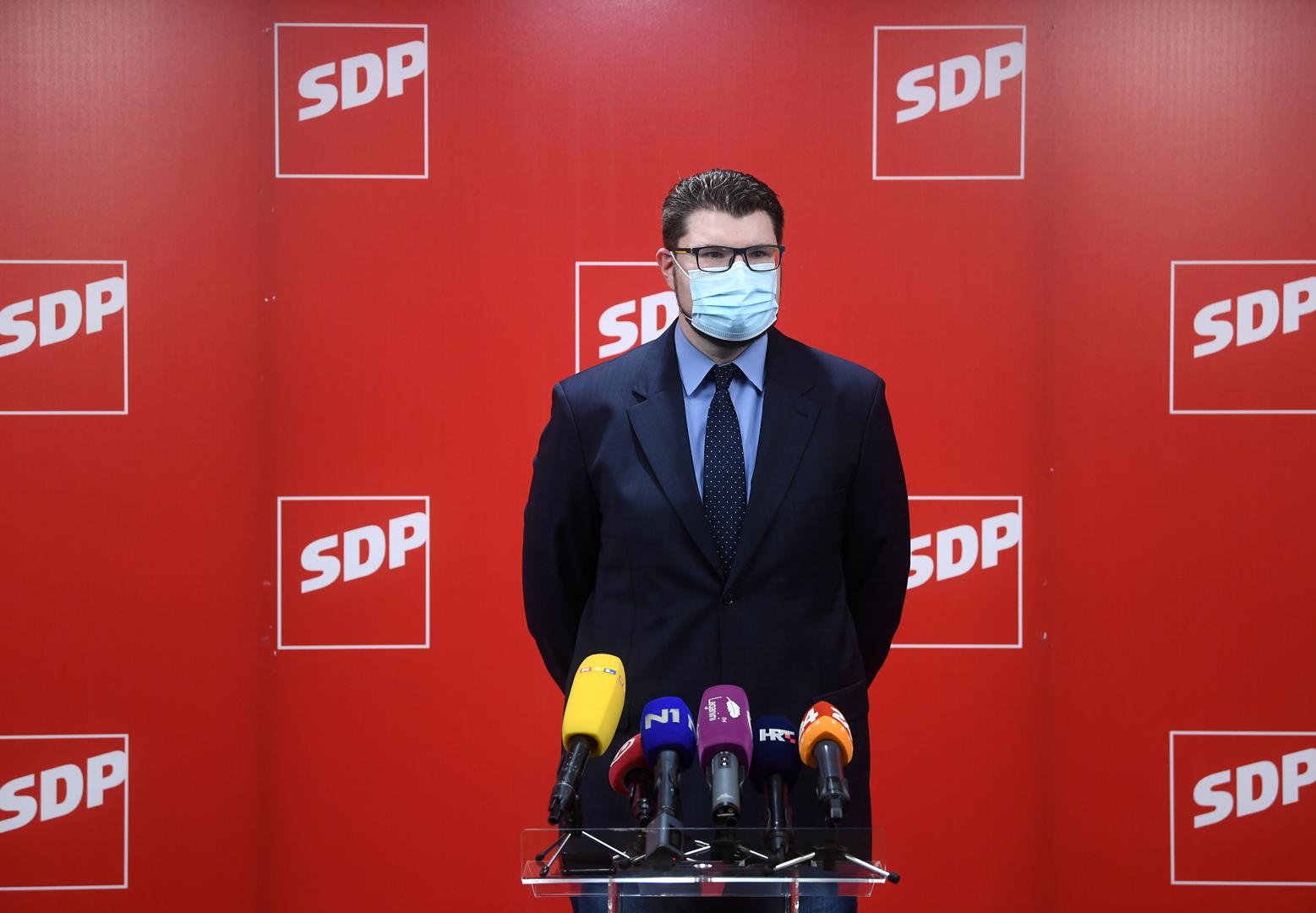 23.02.2021., Zagreb - Konferencija za medije SDP-a o alarmantnom stanju u hrvatskoj poljoprivredi. Pedja Grbin. Photo: Marko Lukunic/PIXSELL
