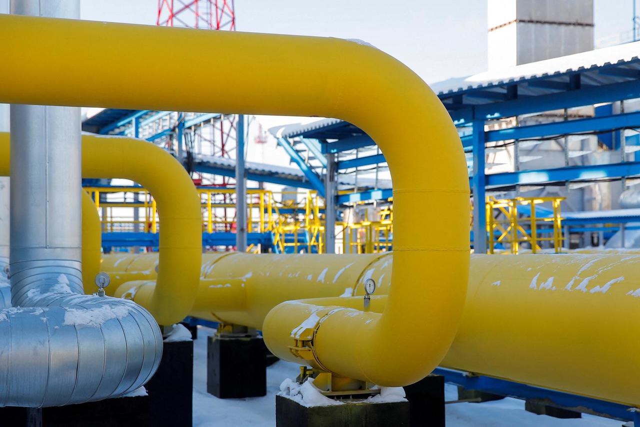 FILE PHOTO: Gas pipelines are pictured at the Atamanskaya compressor station, facility of Gazprom's Power Of Siberia project outside the far eastern town of Svobodny