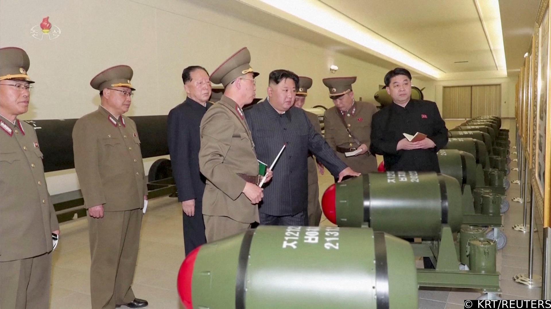 A screen grab shows North Korean leader Kim Jong Un inspecting nuclear warheads at an undisclosed location in this undated still image used in a video.  KRT/via Reuters TV/Handout via REUTERS   THIS IMAGE HAS BEEN SUPPLIED BY A THIRD PARTY. NORTH KOREA OUT. NO COMMERCIAL OR EDITORIAL SALES IN NORTH KOREA Photo: KRT/REUTERS