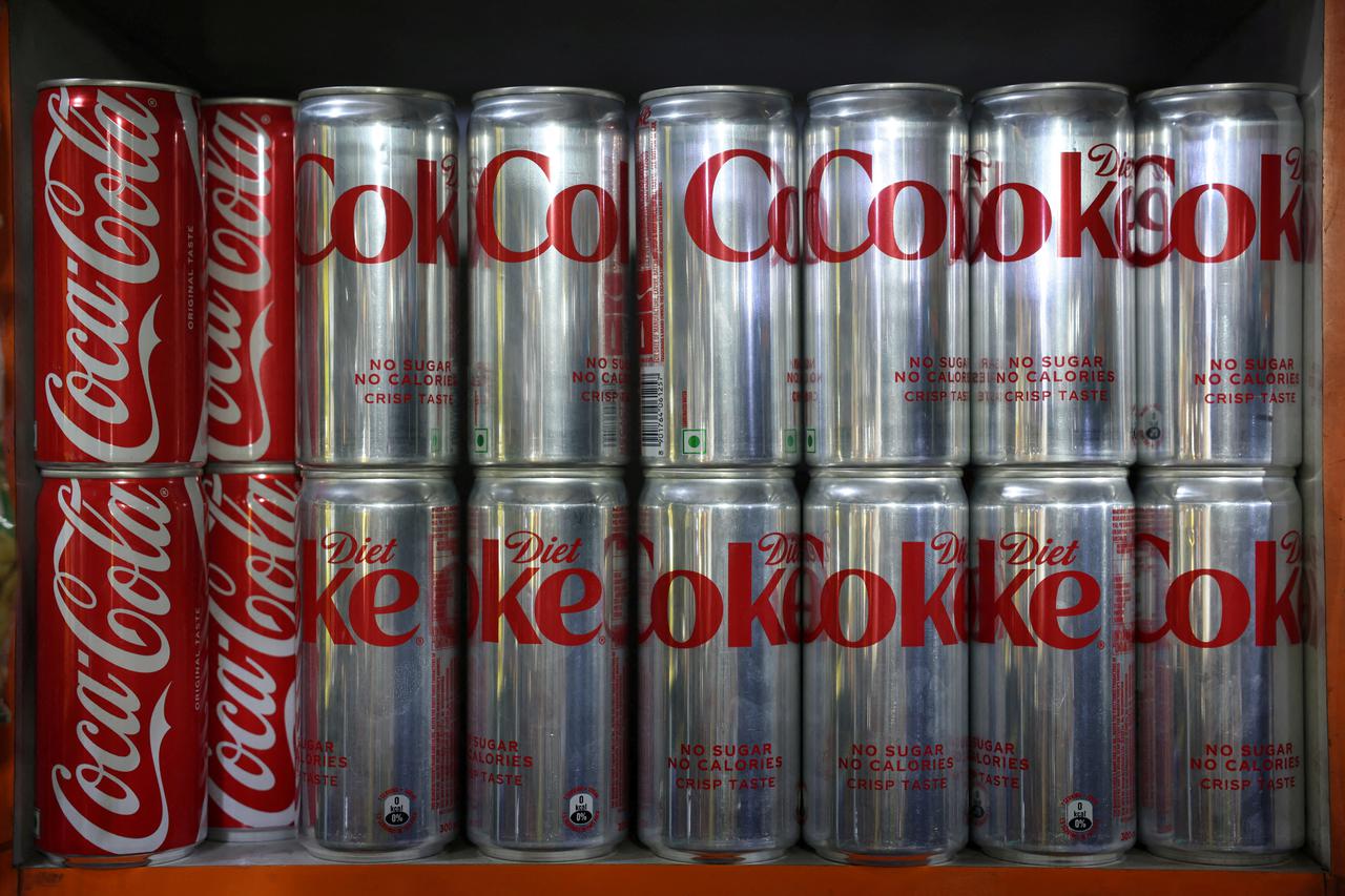 FILE PHOTO: Coca-Cola Diet Coke cans are on display for sale