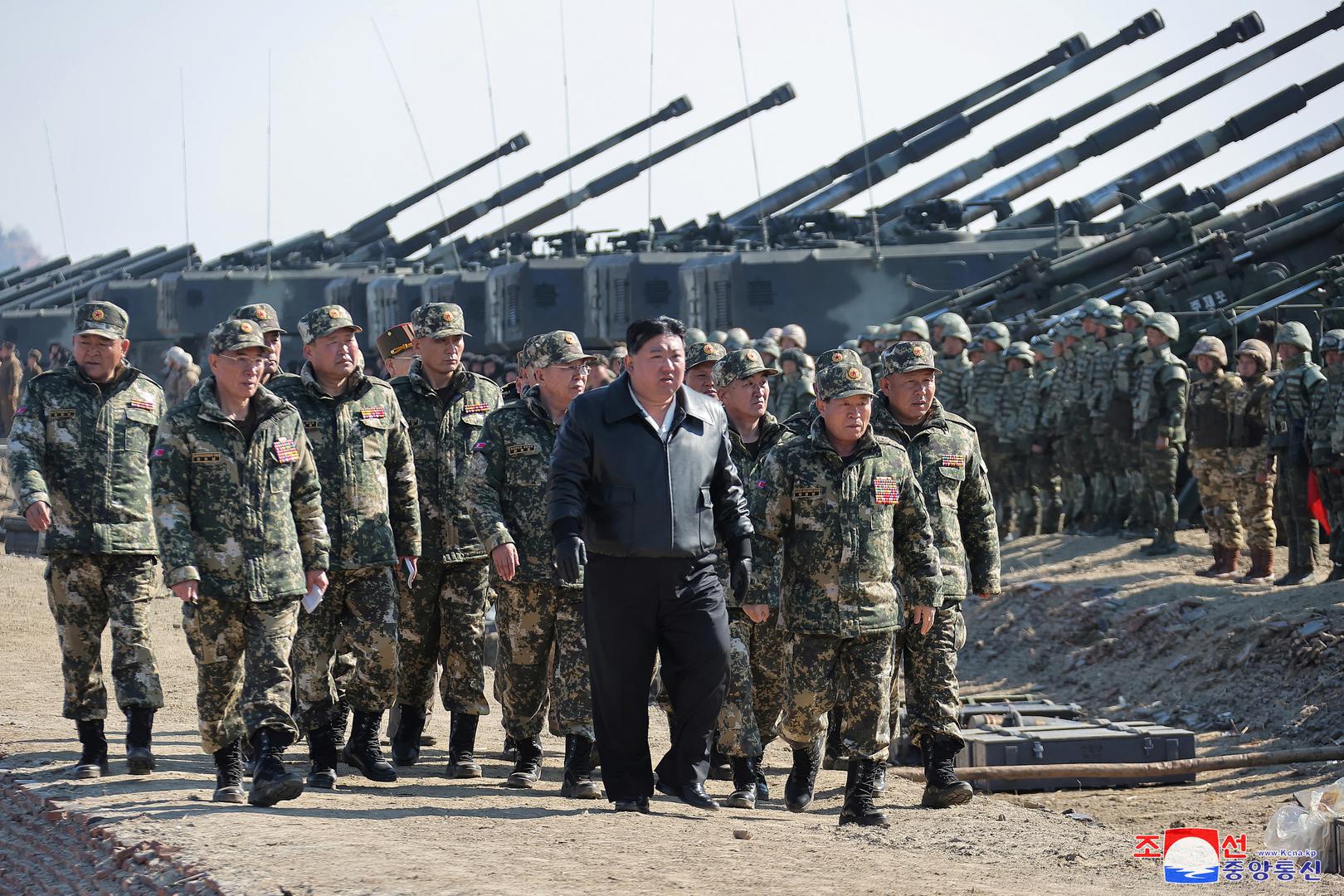 North Korean leader Kim Jong Un guides an artillery firing drill by the Korean People's Army, the country's military force, KCNA news agency reported, in North Korea, March 7, 2024 in this picture released on March 8, 2024, by the Korean Central News Agency.    KCNA via REUTERS    ATTENTION EDITORS - THIS IMAGE WAS PROVIDED BY A THIRD PARTY. REUTERS IS UNABLE TO INDEPENDENTLY VERIFY THIS IMAGE. NO THIRD PARTY SALES. SOUTH KOREA OUT. NO COMMERCIAL OR EDITORIAL SALES IN SOUTH KOREA. Photo: KCNA/REUTERS