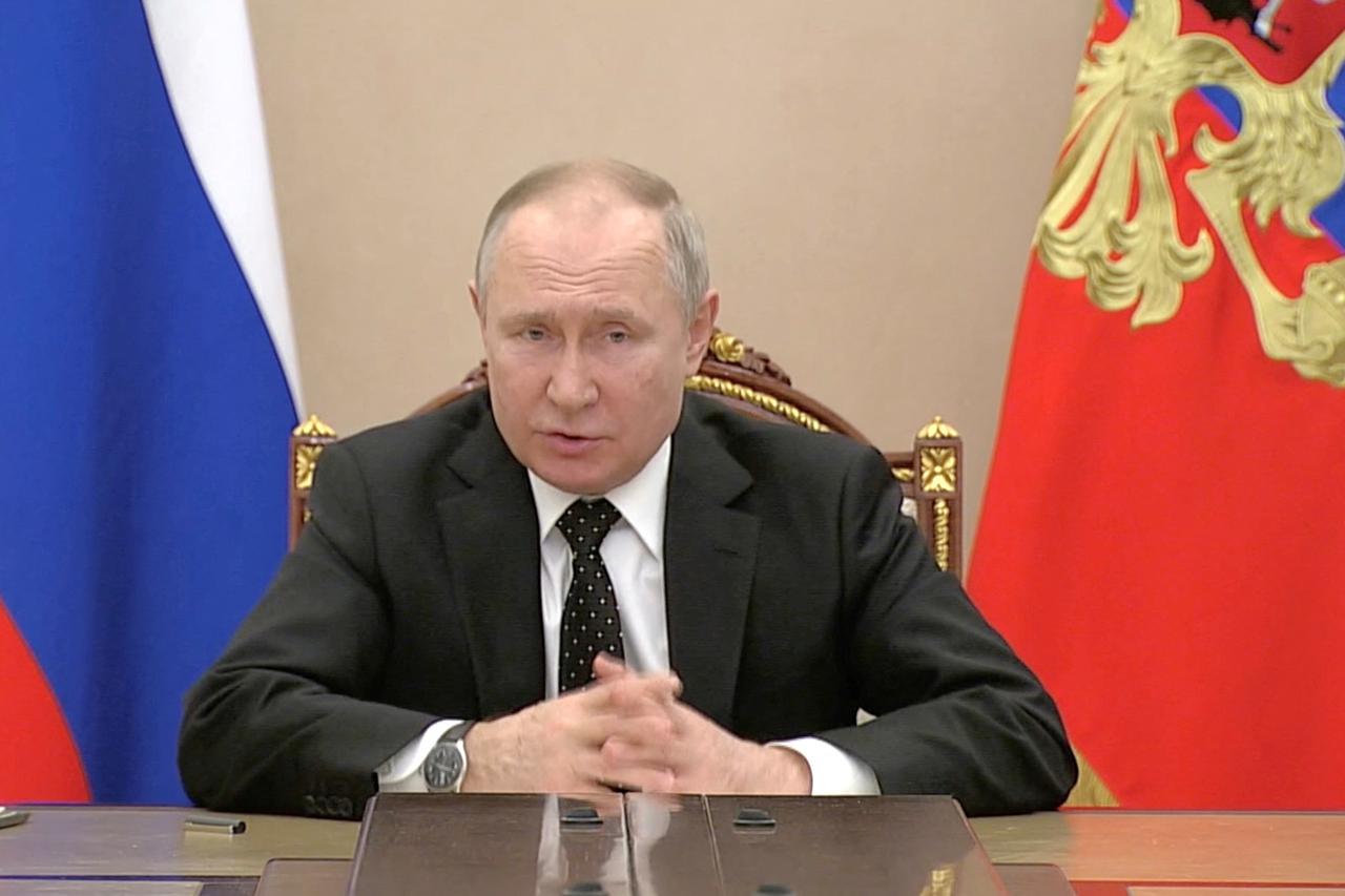 FILE PHOTO: Russian President Vladimir Putin speaks about putting nuclear deterrence forces on high alert, in Moscow