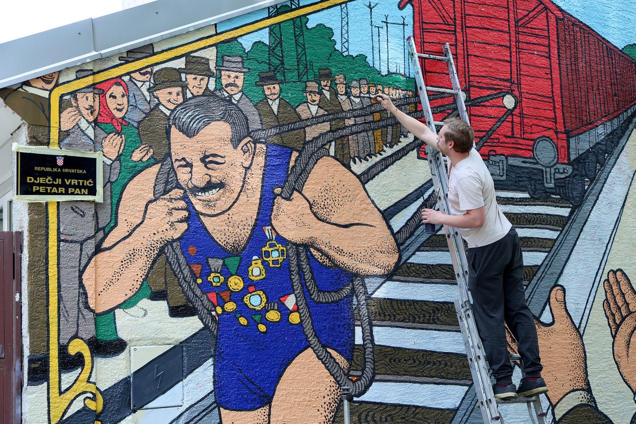 Zagreb: Lord čardak završava mural posvećen Marijanu Matijeviću, najjačem čovjek na svijetu