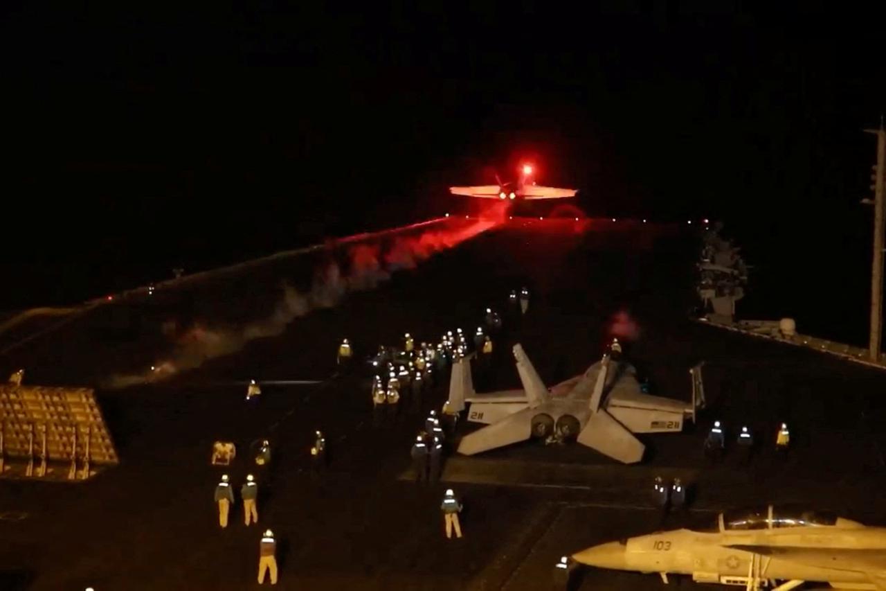 An aircraft takes off to join the U.S.-led coalition to conduct air strikes against military targets in Yemen