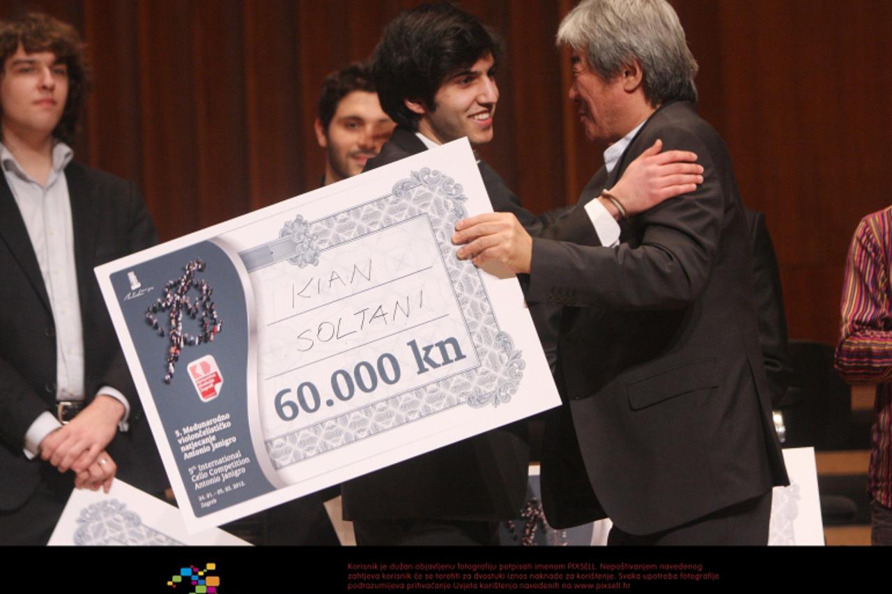 '05.02.2012., Zagreb - Proglasenje pobjednika i urucenje nagrada 5. medjunarodnog violoncelistickog natjecanja Antonio Janigro u Koncertnoj dvorani Vatroslava Lisinskog. Pobjednik natjecanja Kian Solt