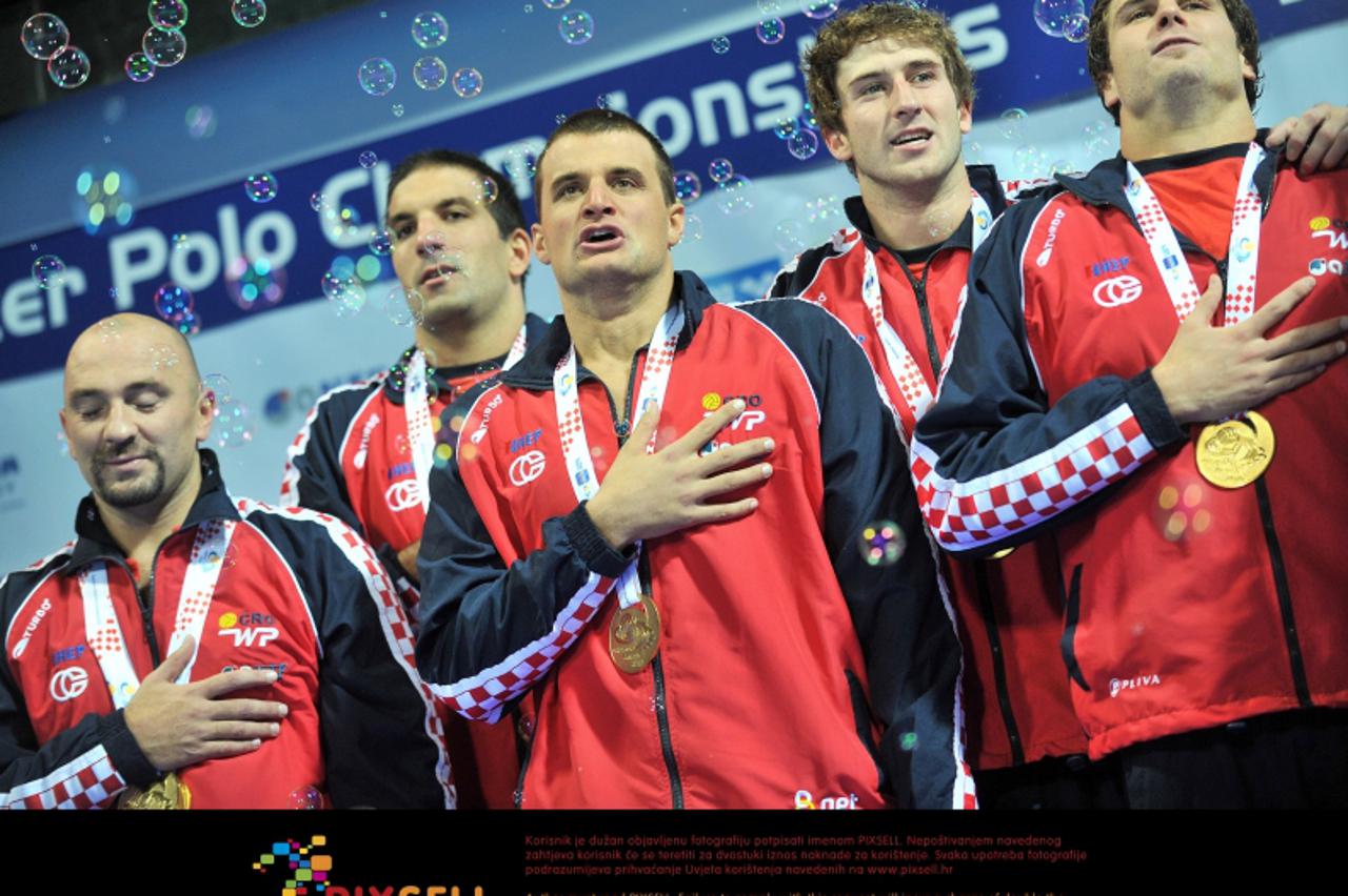 '11.09.2010., Zagreb -  LEN EP u vaterpolu, finalna utakmica za muskih reprezentacija Hrvatske i Italije.  Hrvatski vaterpolisti.  Photo: Antonio Bronic/PIXSELL'