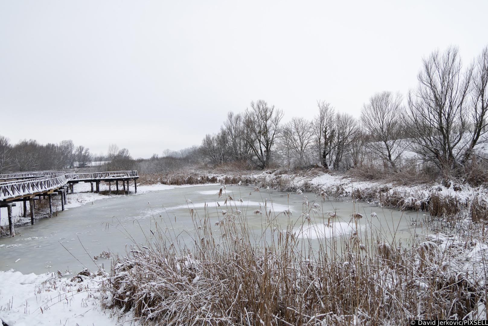 Prekrivene su šetnice i trska, a okoliš djeluje mirno. 
