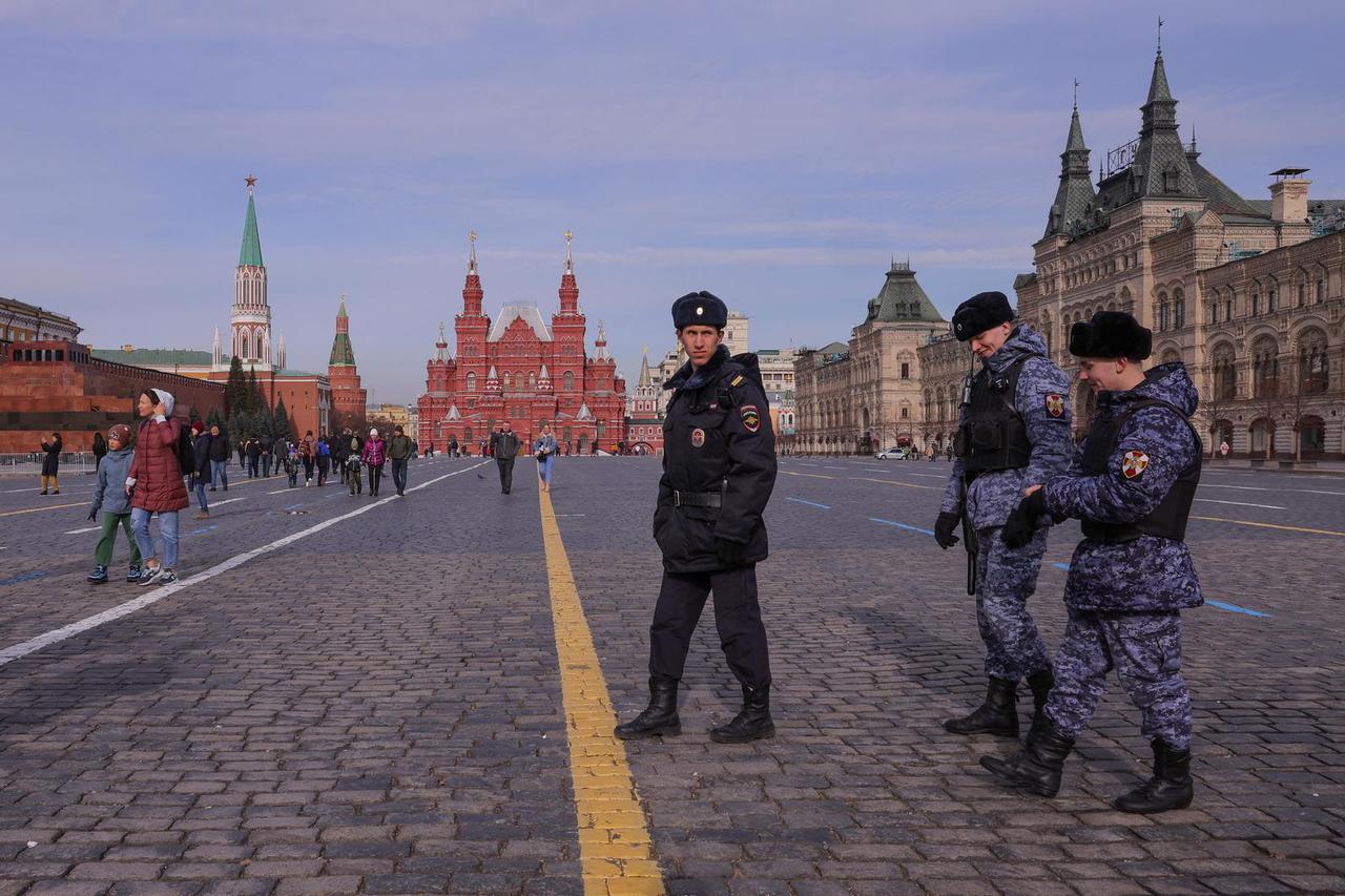 Police patrol Red Square in Moscow