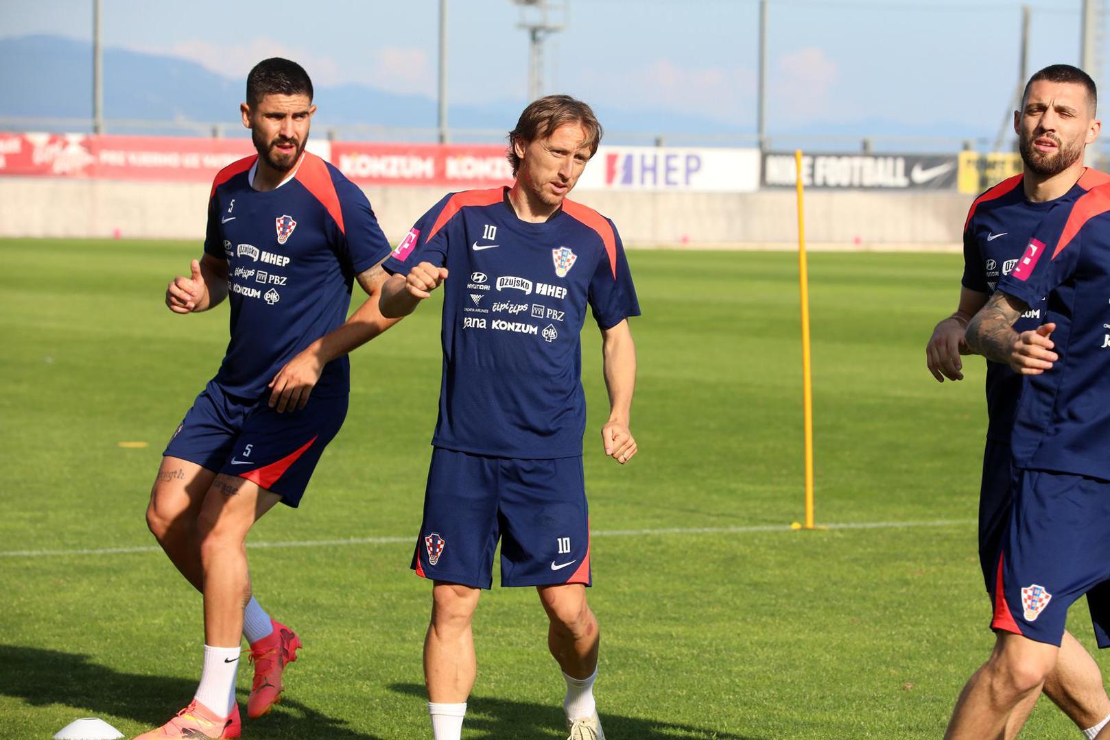 06.06.2024., Rijeka - Trening Hrvatske nogometne reprezentacije na pomocnom terenu stadiona na Rujevici. Photo: Goran Kovacic/PIXSELL