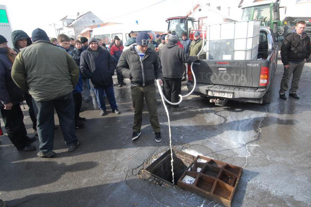 Mljekari proljevaju mlijeko pred Sirelom u Bjelovaru (1)