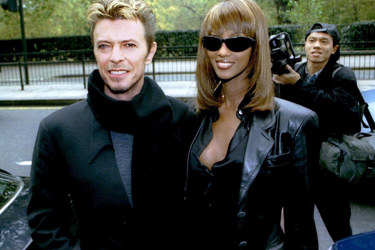 Rock star David Bowie and wife Iman arrive at the 