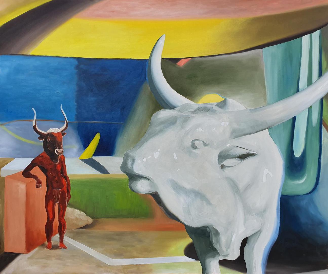 Maja BACHLER „Otac i sin“, 2020., ulje platno, 100 x 120 cm, Vlasnik autorica