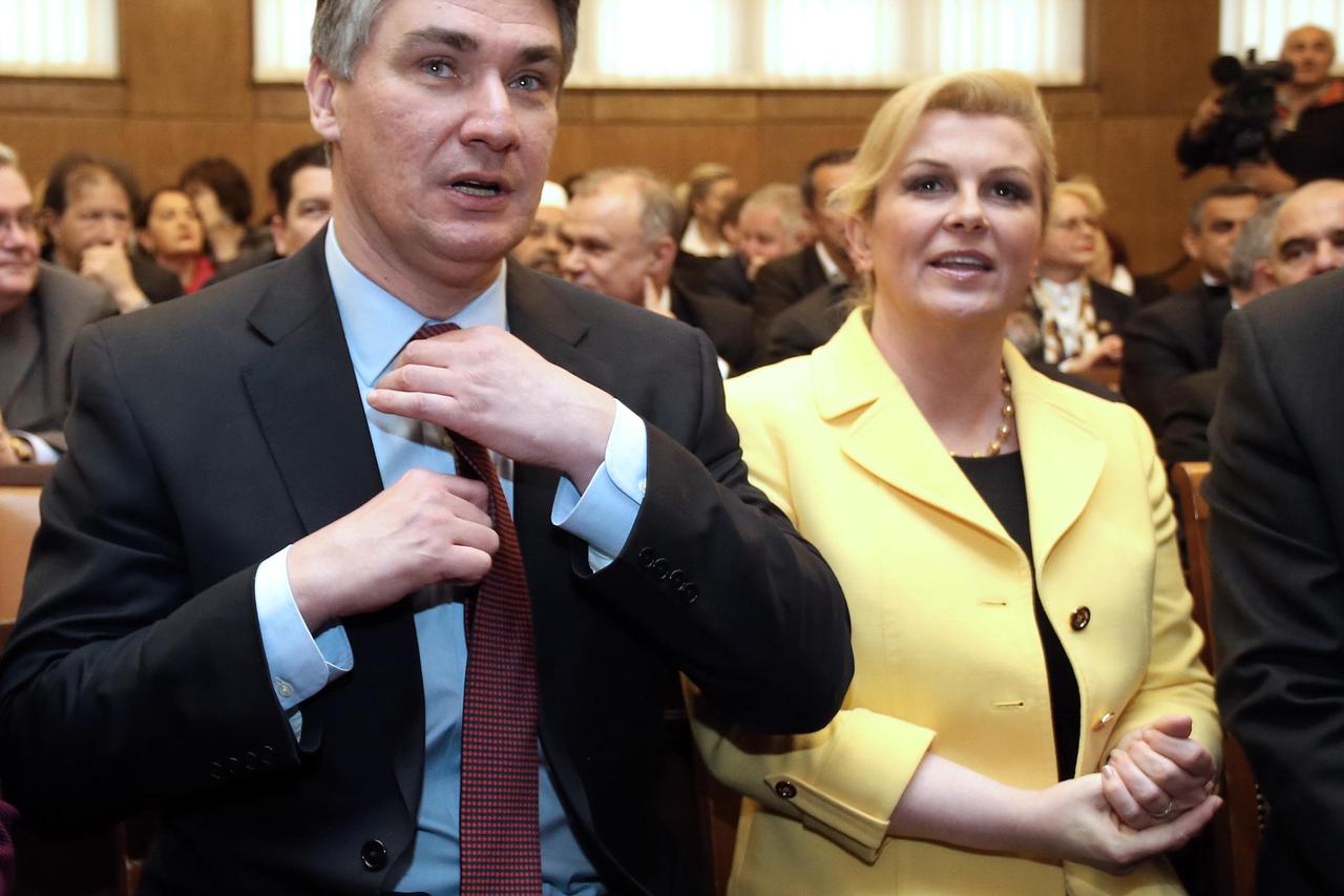 08.03.2015., Zagreb - U dvorani Josipa Sokcevica obiljezen je Svjetski dan Roma. Zoran Milanovic, Kolinda Grabar Kitarovic, Josip Leko.  Photo: 