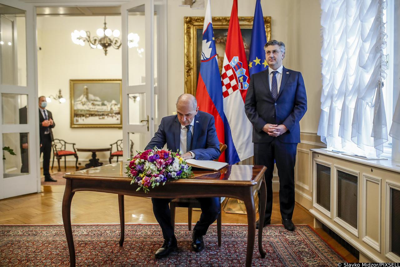 Zagreb: Premijer Andrej Plenković primio slovenskog kolegu Janeza Janšu