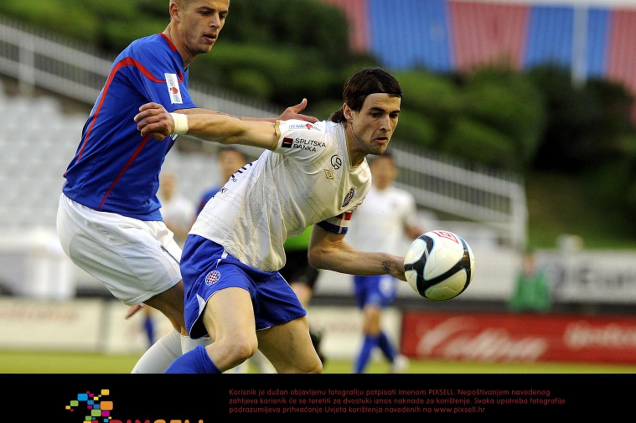 \'21.04.2012., Poljud, Split - Nogometna utkamica 27. kola MAXtv Prve HNL, HNK Hajduk - NK Lucko. Ante Vukusic i Ivan Graf Photo: Tino Juric/PIXSELL\'