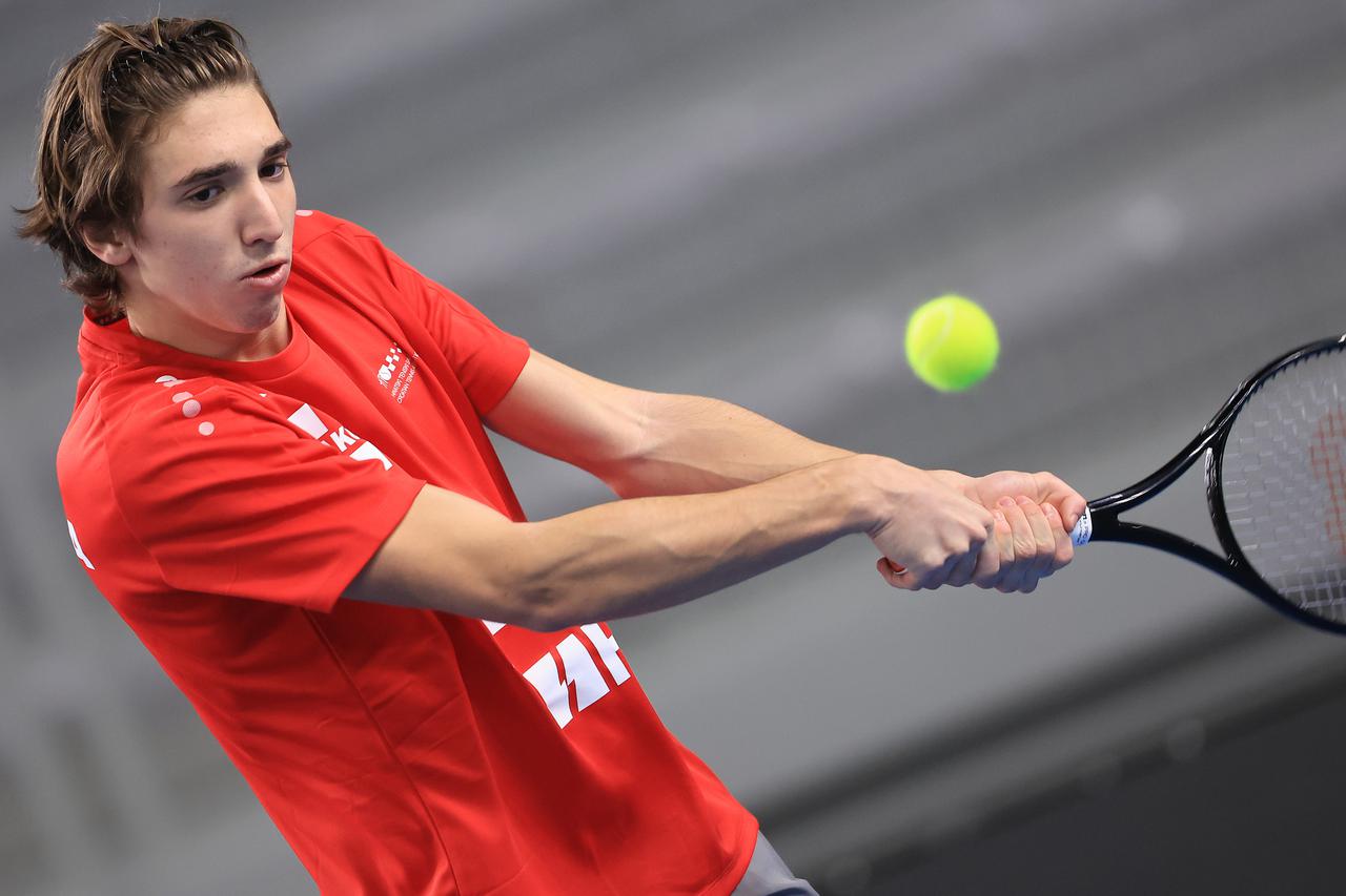Varaždin: Trening tenisača uoči susreta na Davis Cupu između Hrvatske i Danske