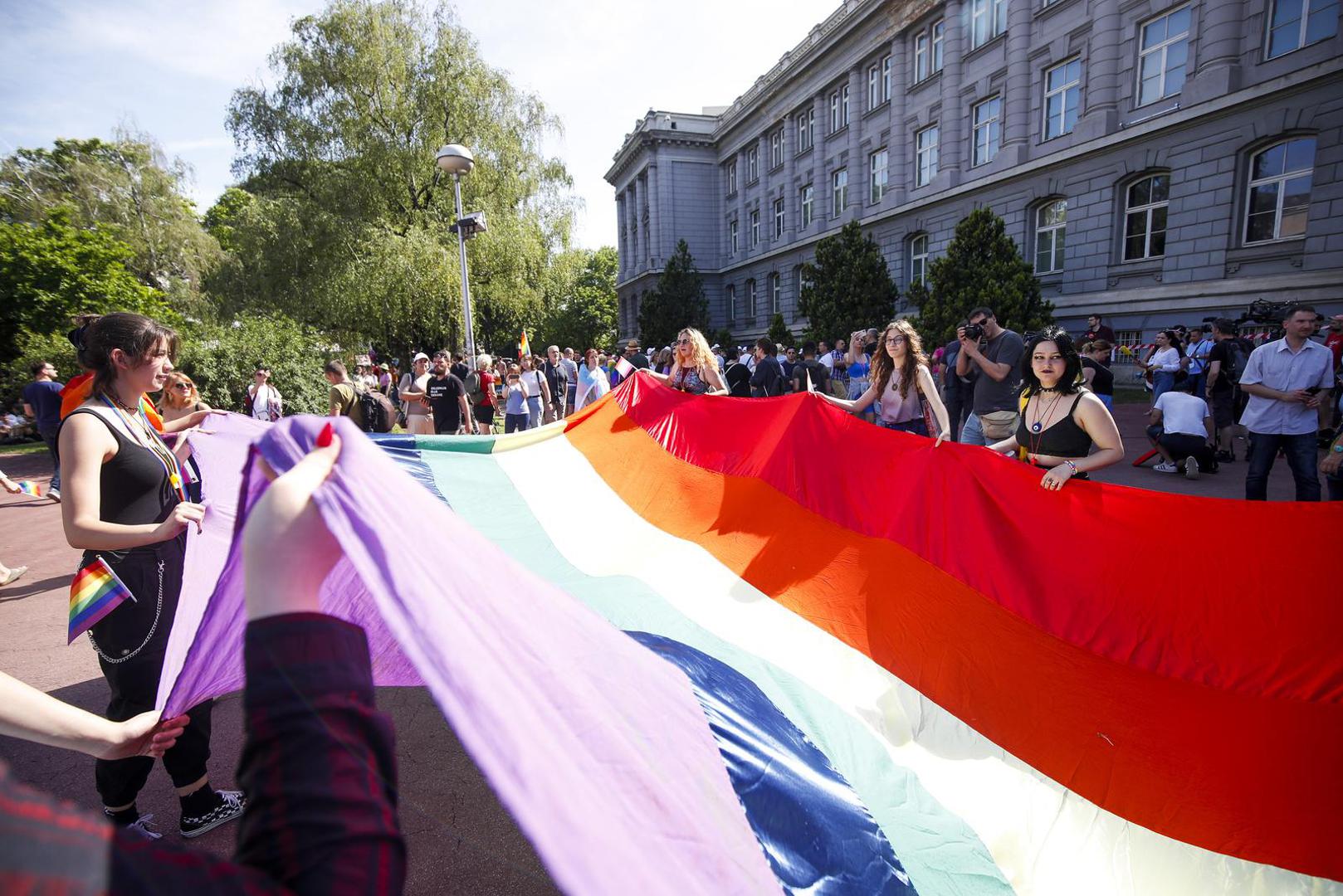 04.06.2022., Zagreb - 21. Povorka ponosa LGBTIQ+ zajednice, osoba i duginih obitelji Zagreb Pridea ove se godine odrzava pod sloganom "Dajte nam nasa cetiri zida!". Photo: Slavko Midzor/PIXSELL