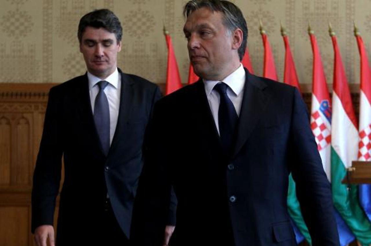 '07.05.2012. Budimpesta - Predsjednik Vlade RH Zoran Milanovic susreo se sa madjarskim premijerom Viktorom Orbanom u madjarskom parlamentu.  Photo: Boris Scitar/VLM/PIXSELL'