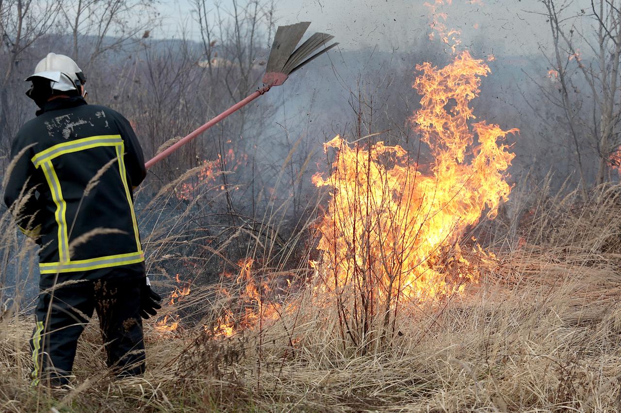 Zagreb: Vatrogasci gase požar niskog raslinja koji je izbio na divljem odlagalištu otpada