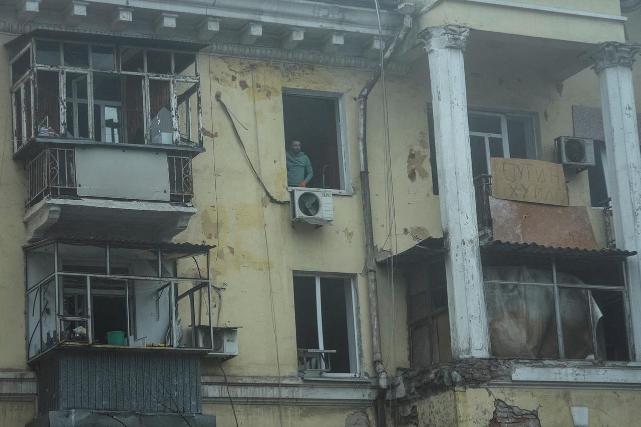 A view shows an apartment house destroyed by Russian military strike in Dnipro