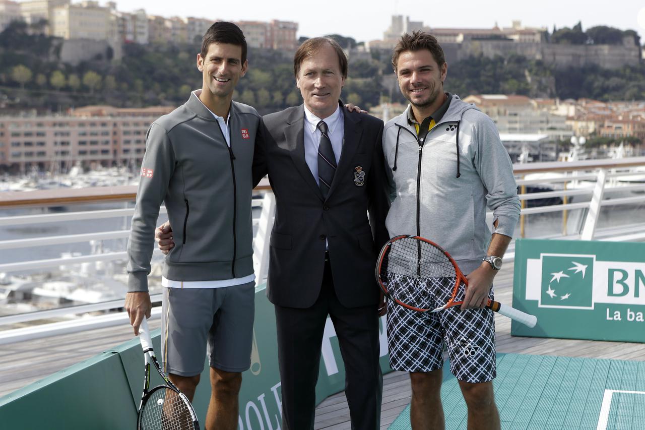 Stan Wawrinka a effectu? le tirage au sort tournoi de tennis Monte-Carlo Rolex Masters ? MonacoNovak Djokovic, Zeljko Franulovic, Directeur du Tournoi et Stan Wawrinka - Stan Wawrinka, le tenant du titre du tournoi de tennis Monte-Carlo Rolex Masters 2014