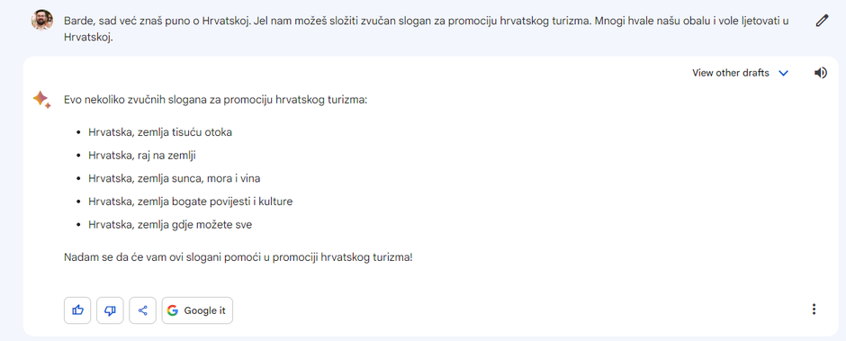 Google Bard odgovara na zadatke i piše pjesmice