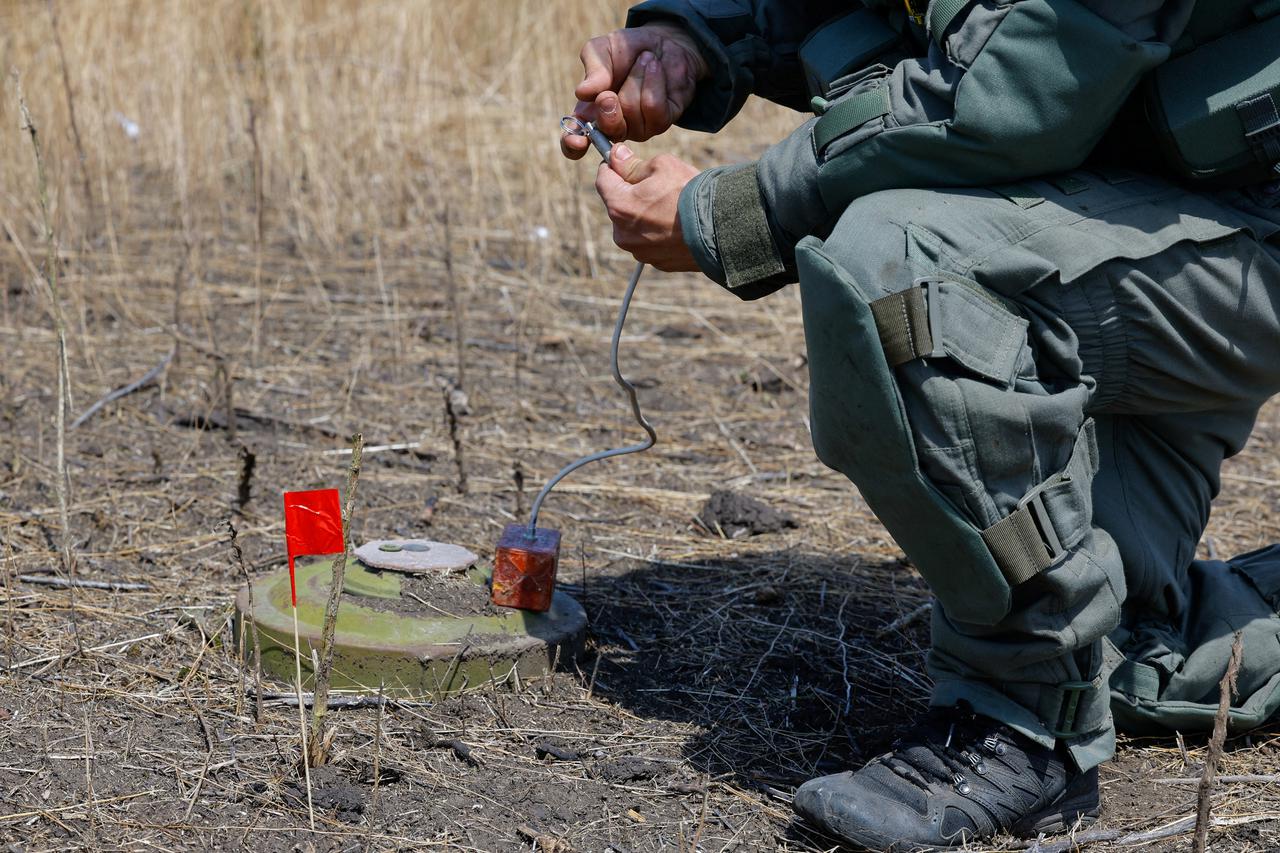 Russian sappers demine area in Donetsk region amid Russia-Ukraine conflict