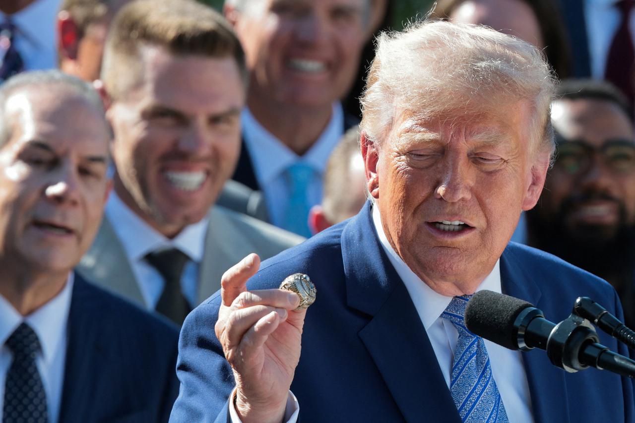 U.S. President Trump hosts a reception for the reigning MLB World Series champion Los Angeles Dodgers, at the White House